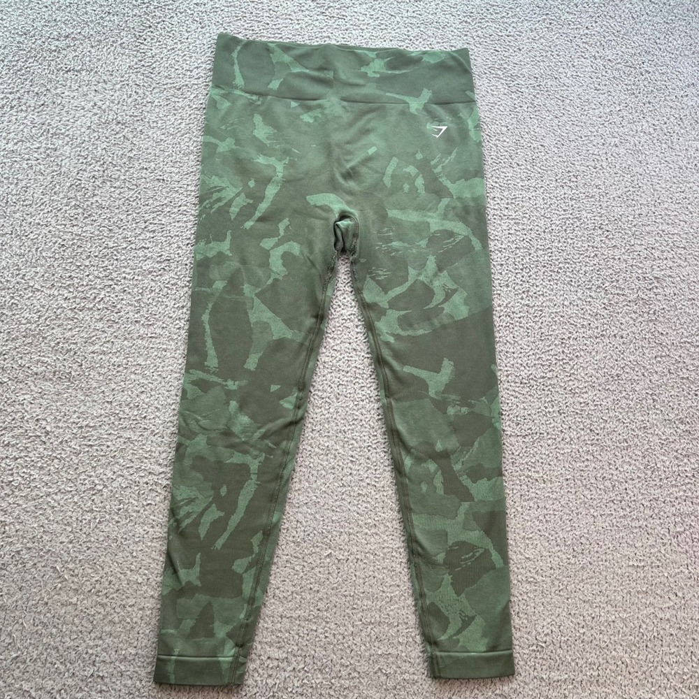Gymshark Adapt Camo Seamless Leggings XL Green High Waisted Ruched Bum